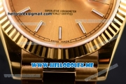 Rolex Day-Date II Clone Rolex 3135 Automatic Yellow Gold Case/Bracelet with Yellow Gold Dial and Stick Markers (BP)