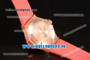 Hublot Big Bang Tutti Japanese Miyota Quartz Rose Gold Case with Red Dial Stick Markers and Red Rubber Strap