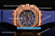 Audemars Piguet Royal Oak Offshore Miyota Quartz Rose Gold Case with Grey/Blue Dial and Blue Rubber Strap - Stick Markers (EF)