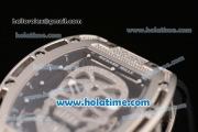 Richard Mille RM 52-01 Swiss ETA 2671 Automatic Steel/Diamond Case with Black Rubber Bracelet White Markers and Skeleton Dial - 1:1 Original