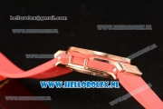 Hublot Big Bang Tutti Japanese Miyota Quartz Rose Gold Case with Red Dial Stick Markers and Red Rubber Strap