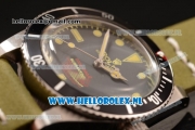 Rolex Submariner Vintage Asia 2813 Automatic Steel Case with Black Dial Dot Markers and Green Nylon Strap