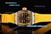 Richard Mille RM036 ST28-UP Automatic Steel Case with White Markers Yellow Rubber Strap and Skeleton Dial - 7750 Coating