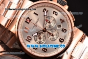 Ulysse Nardin Maxi Marine Chrono Swiss Valjoux 7750-SHG Automatic Rose Gold Case/Bracelet with Silver Dial and Arabic Numeral Markers (EF)