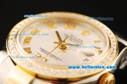 Rolex Datejust Automatic Movement ETA Coating Case with Gold Roman Numerals and Two Tone Strap