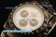 Rolex Daytona Chronograph Swiss Valjoux 7750 Automatic Movement PVD Case with White Dial and PVD Strap