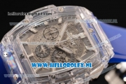 Hublot MP-06 Senna Chrono OS20 Quartz Rubber Case with Skeleton Dial and Blue Rubber Strap