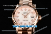 Rolex Datejust Swiss ETA 2671 Automatic Rose Gold Case with White Dial Diamonds Markers and Rose Gold Bracelet (BP)