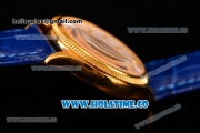 Rolex Cellini Time Asia 2813 Automatic Yellow Gold Case with White Dial Blue Leather Strap and Stick Markers