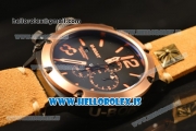 U-Boat Chimera Chronograph OS10 Quartz With Rose Gold Bezel and Black Case Brown Leather Dark Orange Marker