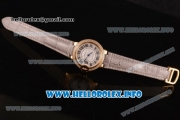 Cartier Ballon Bleu De Medium Asia 4813 Automatic Yellow Gold Case with Sliver Dial Diamonds Bezel and Grey Leather strap