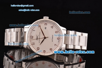 IWC Portuguese 2813 Automatic Steel Case with Numeral Markers White Dial and Stainless Steel Strap