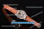 Cartier Ballon Bleu De Tourbillon Asia Automatic Steel Case with Skeleton Dial and Genuine Brown Leather Strap