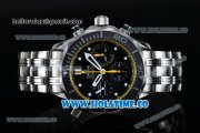 Omega Seamaster Diver 300M Co-Axial Chrono Swiss Valjoux 7753 Automatic Steel Case with Black Dial White Markers and Yellow Inner Bezel - 1:1 Original