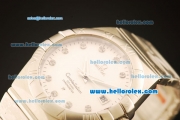 Omega Constellation Co-Axial Swiss ETA 2824 Automatic Full Steel with White Dial and Diamond Markers-(35mm)