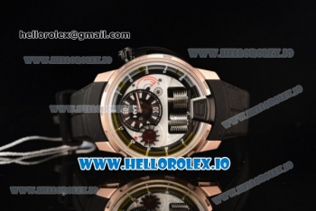 HYT H1 Clone HTY Cal.101 Manual Winding Rose Gold Case with White Dial Arabic Numeral Markers and Rubber Strap