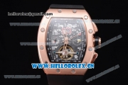 Richard Mille RM011-FM Asia ST25 Automatic Rose Gold Case with Skeleton Dial Rose Gold Bezel and Black Rubber Strap Arabic Numeral Markers