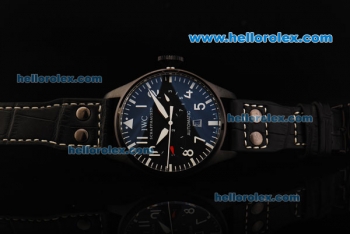 IWC Big Pilot Automatic Movement PVD Case with Black Dial and Black Leather Strap