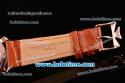 Vacheron Constantin Malte Miyota Quartz Rose Gold Case with Brown Leather Bracelet Orange Dial and Stick Markers