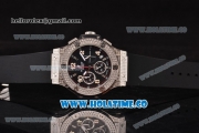 Hublot Big Bang Chrono Miyota OS20 Quartz Diamonds/Steel Case with Black Dial and Diamonds Bezel