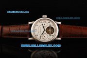 A.Lange&Sohne Glashutte Swiss Tourbillon Manual Winding Movement White Dial with Black Arabic Numerals and Brown Leather Strap
