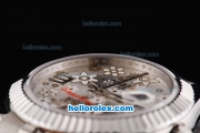 Rolex Datejust II Oyster Perpetual Automatic Movement Silver Case with Silver/Flower Dial and SS Strap