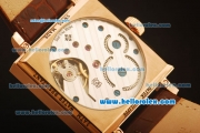 Patek Philippe Gondolo Manual Winding Rose Gold Case with White Dial and Brown Leather Strap