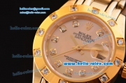 Rolex Datejust Lady Pearlmaster 2813 Automatic Gold Case with Yellow MOP Dial Diamond Markers and Yellow Gold Strap ETA Coating