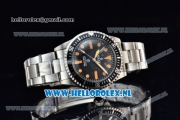 Rolex Submariner Vintage Asia 2813 Automatic Steel Case with Black Dial Orange Dots Markers and Steel Bracelet