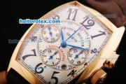 Franck Muller Casablanca Chronograph Swiss Valjoux 7750 Automatic Movement Gold Case with White Dial and Black Arabic Numeral Markers