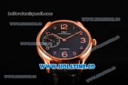 IWC Portugieser Hand-Wound Asia 6497 Manual Winding Rose Gold Case with Black Dial and Rose Gold Arabic Numeral Markers