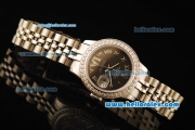 Rolex Datejust Automatic Movement ETA Coating Case with Chocolate Dial and Diamond Bezel