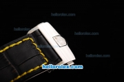 Tag Heuer Monaco Calibre 36 Chronograp Miyota Quartz Movement Steel Case with White Dial and Black Leather Strap