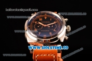 Panerai Radiomir 1940 Chronograph Bianco PAM 521 Asia Automatic Steel Case with Black Dial Roman Numeral Markers and Orange Leather Strap