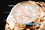 Rolex Daytona II Automatic Movement Rose Gold Case and Strap with White Dial and White Markers