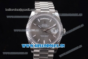 Rolex Day-Date II Swiss ETA 2836 Automatic Stainless Steel Case/Bracelet with Black Dial and Stick Markers (BP)