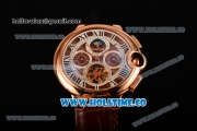 Cartier Ballon Bleu De Tourbillon Moonphase Asia Automatic Rose Gold Case with Brown Dial and Roman Numeral Markers