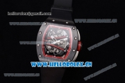 Richard Mille RM 038 Miyota 9015 Automatic PVD Case with Skeleton Dial Dot Markers Red Inner Bezel and Black Rubber Strap