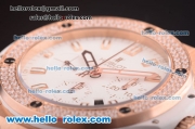 Hublot Big Bang Diamond Bezel Hub4100 Rose Gold Case with White Dial and White Rubber Strap-1:1 Original