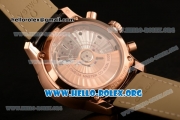 Omega De Ville Co-axial Chronograph Clone Omega 9300 Automatic Rose Gold Case with White Dial and Black/Brown Leather Strap (EF)