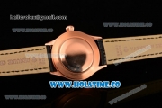 Rolex Cellini Time Asia 2813 Automatic Rose Gold Case with White Dial Black Leather Strap and Stick/Roman Numeral Markers