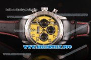 Scuderia Ferrari Chronograph Miyota OS20 Quartz Steel Case with Yellow Dial Black Leather Strap and Silver Arabic Numeral Markers