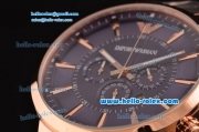 Emporio Armani Chrono Miyota OS20 Quartz Rose Gold Case with Rose Gold Strap Blue Dial