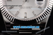 Rolex Day-Date Swiss ETA 2836 Automatic Stainless Steel Case/Bracelet with Silver Dial and Stick Markers (BP)