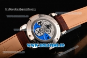 Ulysse Nardin Skeleton Tourbillon Manufacture Asia Automatic Steel Case with Brown/White Dial and Brown Leather Strap