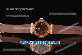 Hublot Big Bang Tutti Japanese Miyota Quartz Rose Gold Case with Brown Dial Stick Markers and Brown Rubber Strap