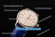 Rolex Cellini Time Asia 2813 Automatic Steel Case with White Dial Blue Leather Strap and Stick Markers