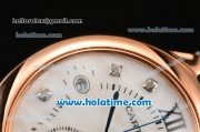 Cartier Ballon Bleu De Medium Chrono Miyota Quartz Rose Gold Case with White MOP Dial and Diamonds Markers