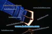 Patek Philippe Calatrava Miyota OS2035 Quartz Rose Gold Case with Blue Dial and Roman Numeral Markers