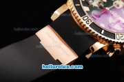 Ulysse Nardin Marine Swiss Valjoux 7750 Automatic Movement Rose Gold Case with Black Dial-Rubber Strap